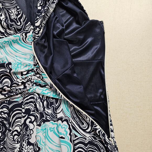 Laundry By Design Womens Dress Size 8 V Neck Teal Black Abstract Design - Picture 6 of 8